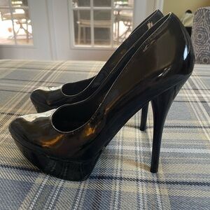 Call It Spring Black Faux Patent Leather Pumps / Platform Heels